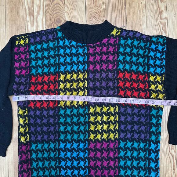 Vintage 80s Pinwheel Intarsia Knit Sweater - Women's Medium - Picture 5 of 7